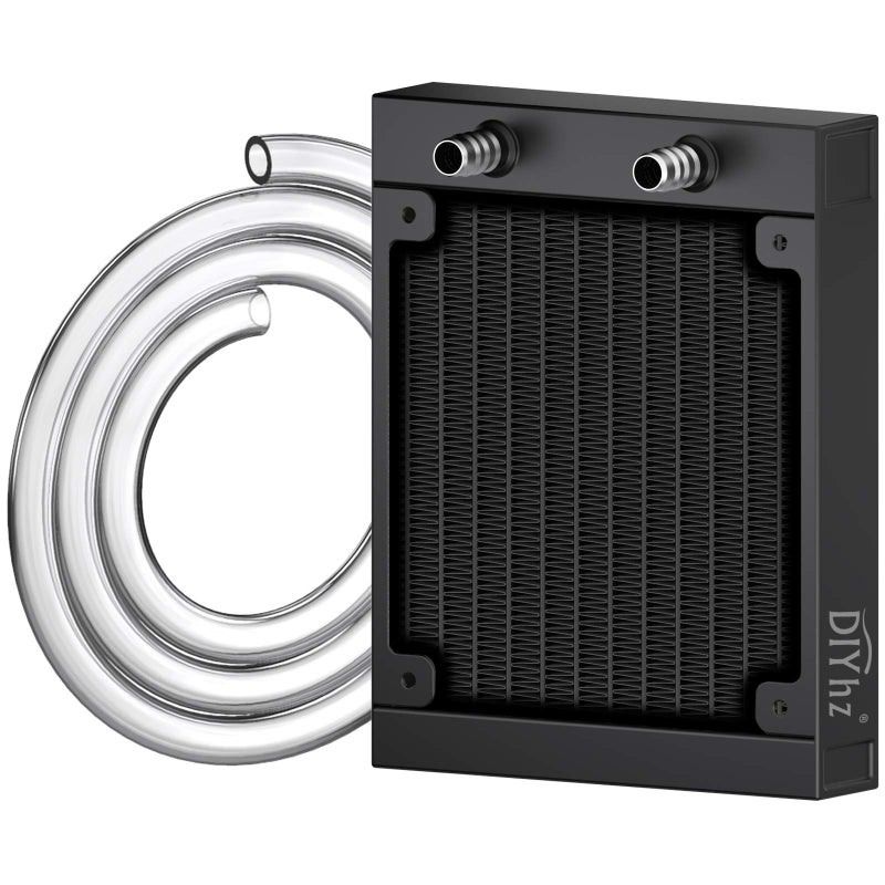 DIYhz Water Cooling Computer Radiator, 12 Pipe Aluminum Heat Exchanger Liquid Cooling Radiator Heat Sink 120mm for CPU PC Laser Water Cool System DC12V Black - Image 1